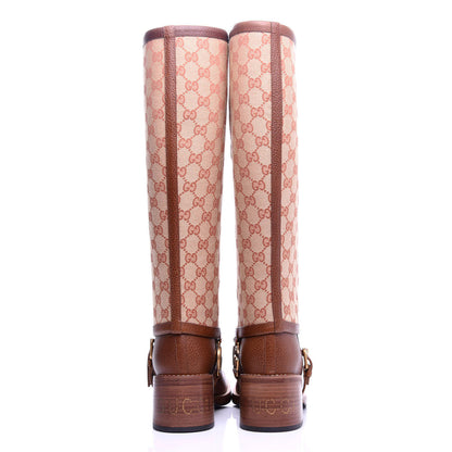 Gucci GG Monogram Calfskin Lola Tall Boots 38.5 Beige Ruggine Cuir 6 of 9