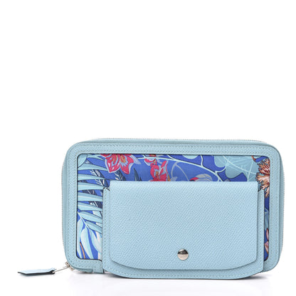 Hermes Epsom Printed Silk Flamingo Party Soie-Cool Wallet Mykonos Bleu Atoll 8 of 8
