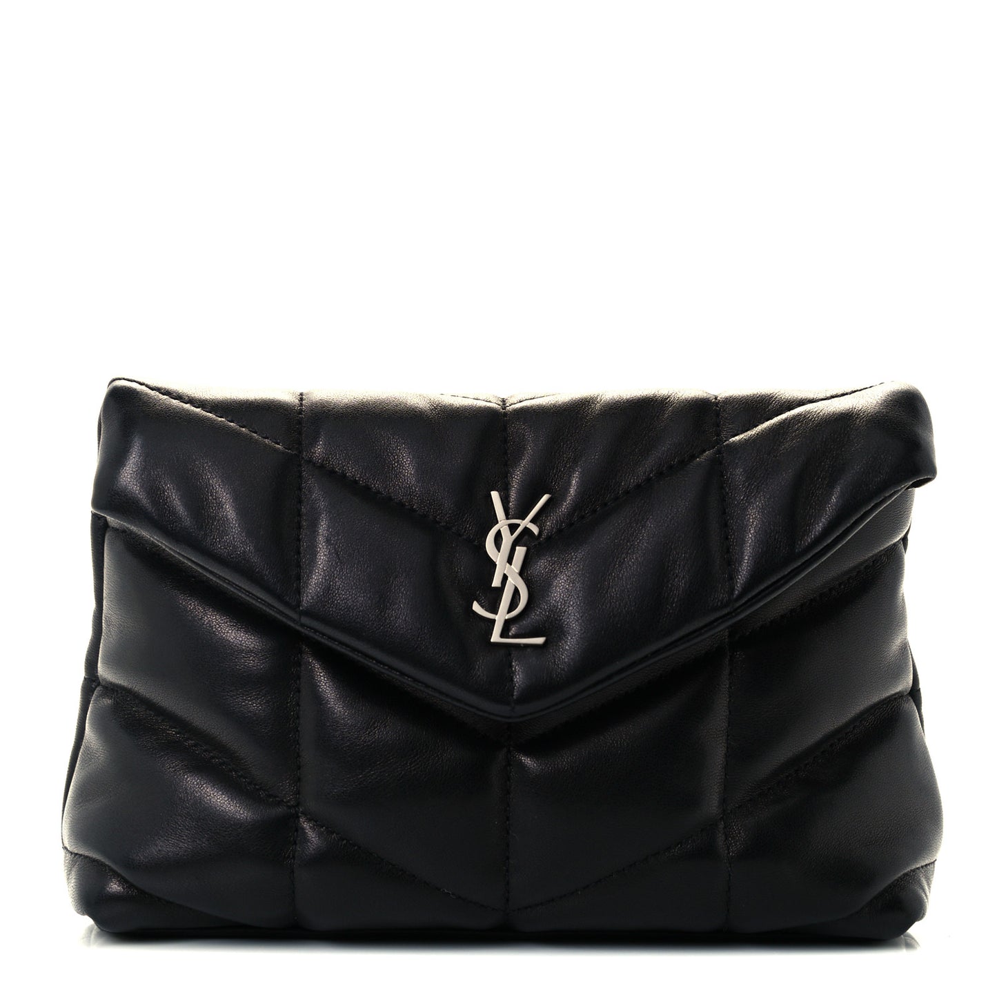 Lambskin Monogram Loulou Puffer Pouch Clutch Black