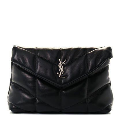Saint Laurent Lambskin Monogram Loulou Puffer Pouch Clutch Black 1 of 9