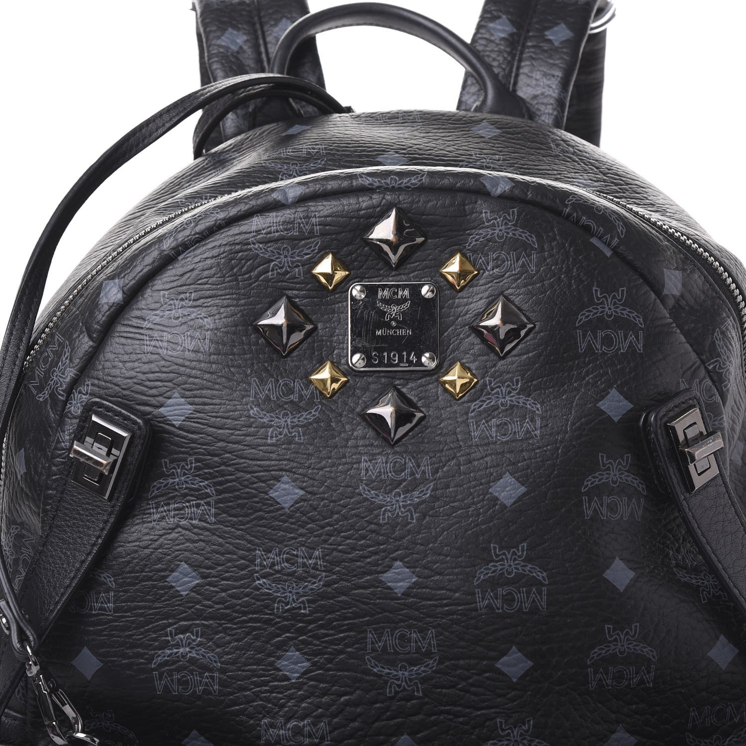 MCM Visetos Medium Studded Dual Stark Backpack Black 8 of 8