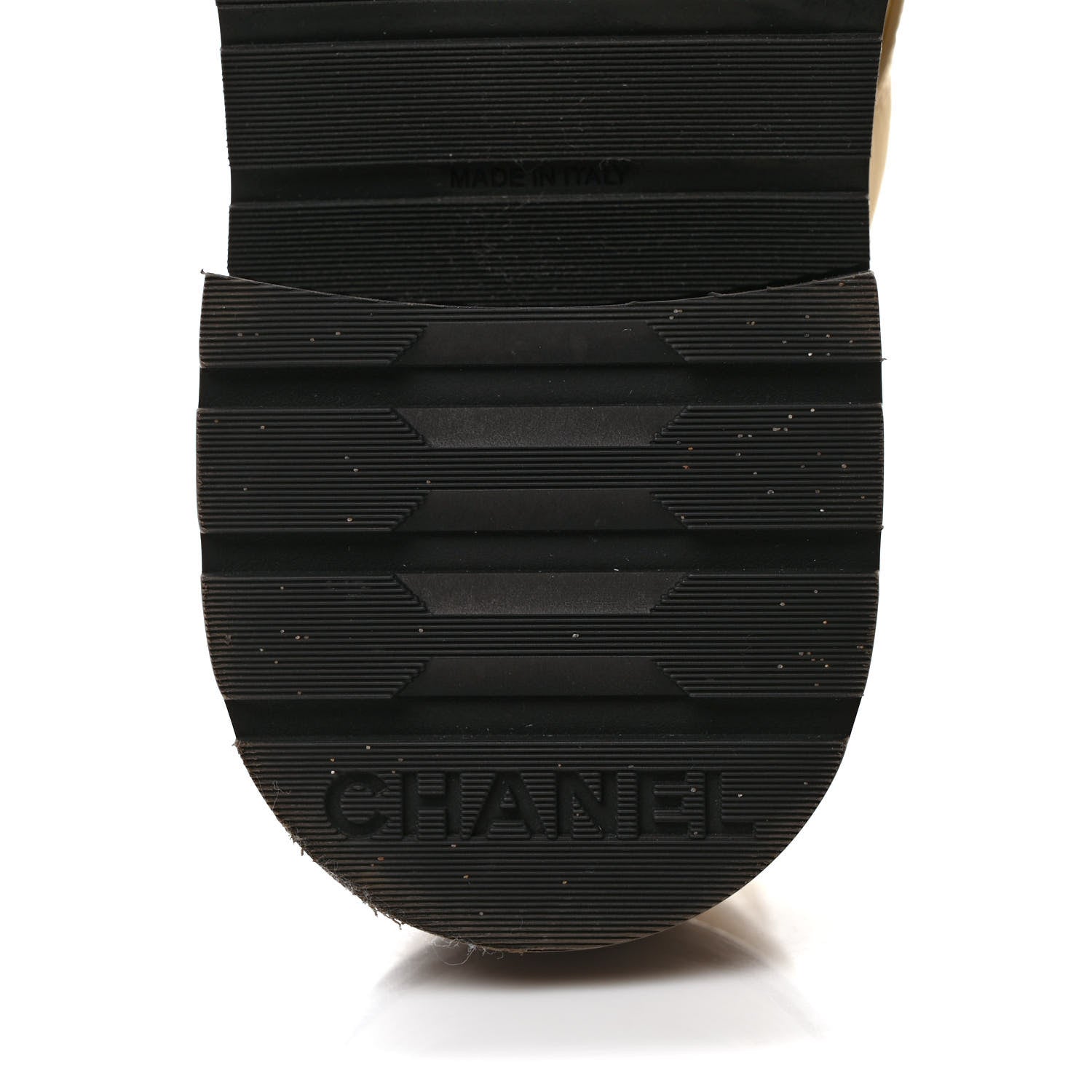 Chanel Shiny Goatskin Calfskin Quilted Lace Up Combat Boots 38 Ivory Black 6 of 10
