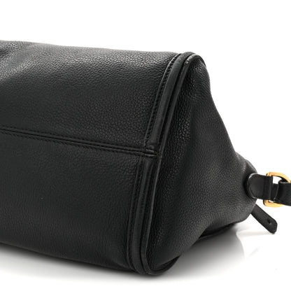Alexander McQueen Pebbled Calfskin Small Skull Padlock Zip Around Tote Black 10 of 15