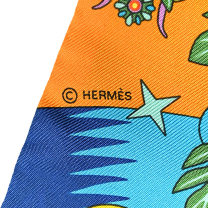 Hermes Silk La Source de Pegase Twilly Orange Vif Jaune Vif 3 of 4