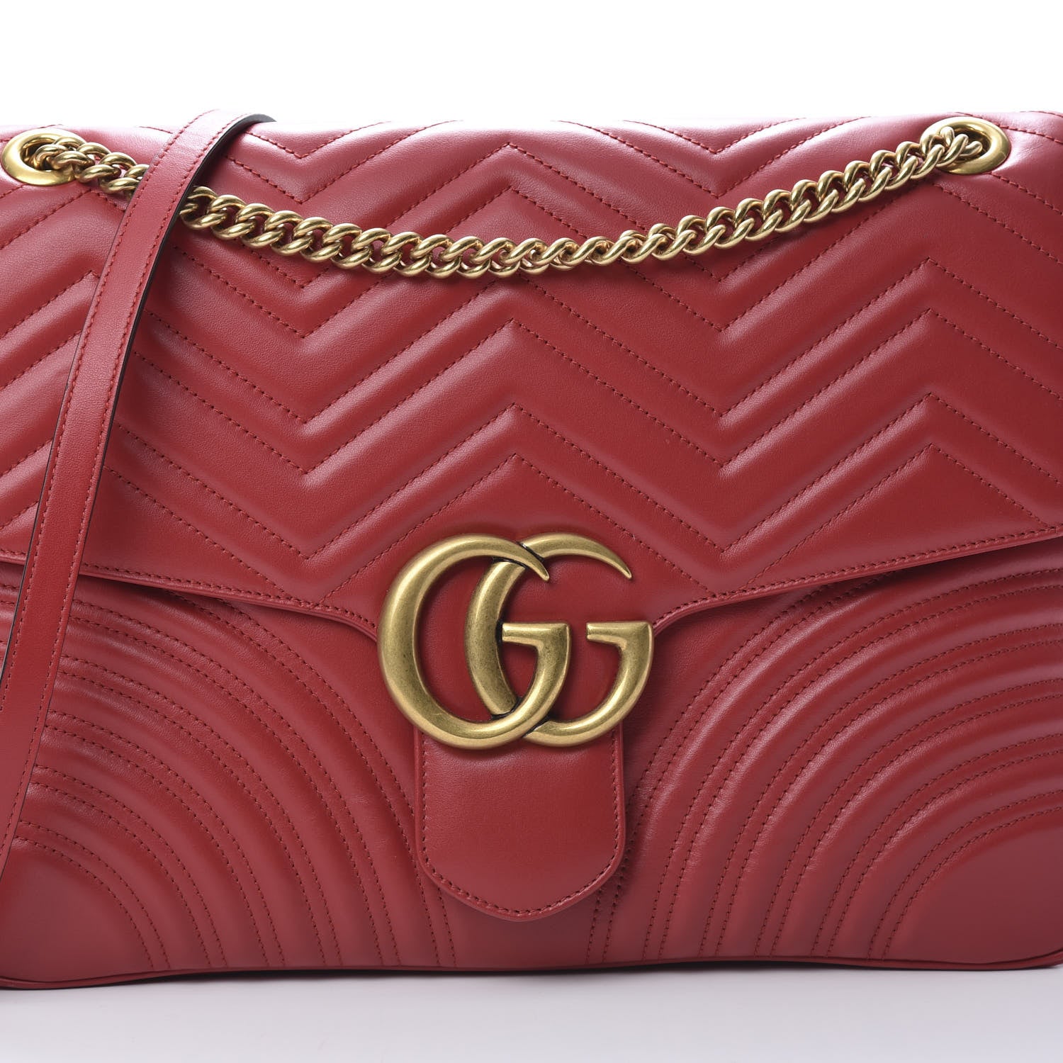 Gucci Calfskin Matelasse Large GG Marmont Shoulder Bag Hibiscus Red 8 of 10