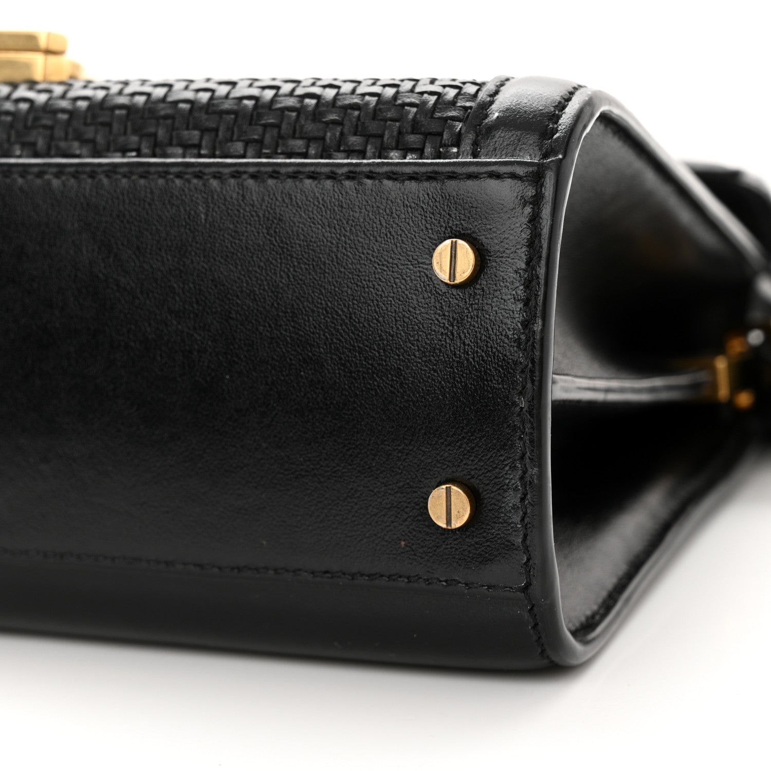 Saint Laurent Calfksin Woven Mini Classic Monogram Cassandra Top Handle Black 10 of 14