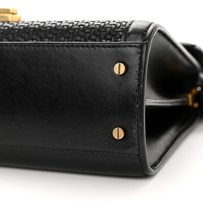 Saint Laurent Calfksin Woven Mini Classic Monogram Cassandra Top Handle Black 10 of 14