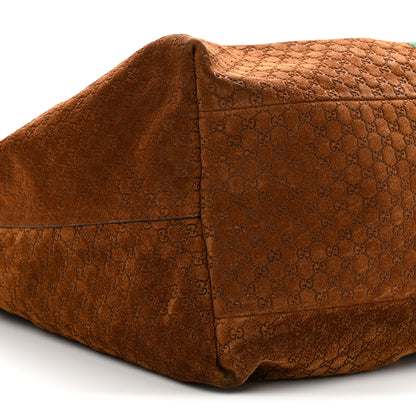 Gucci Suede GG Monogram Web Large Giglio Tote Brown 9 of 10