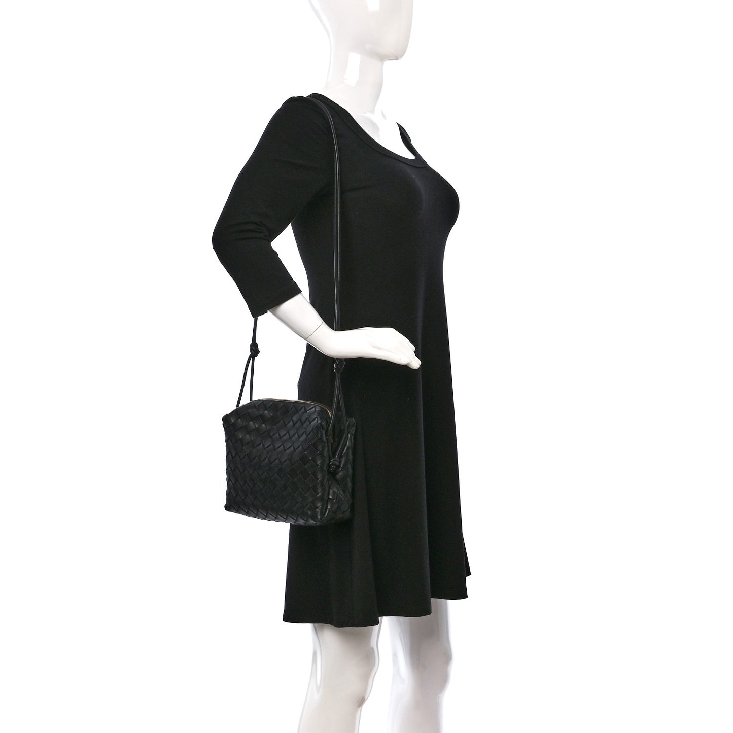 Nappa Intrecciato Small Loop Camera Bag Black