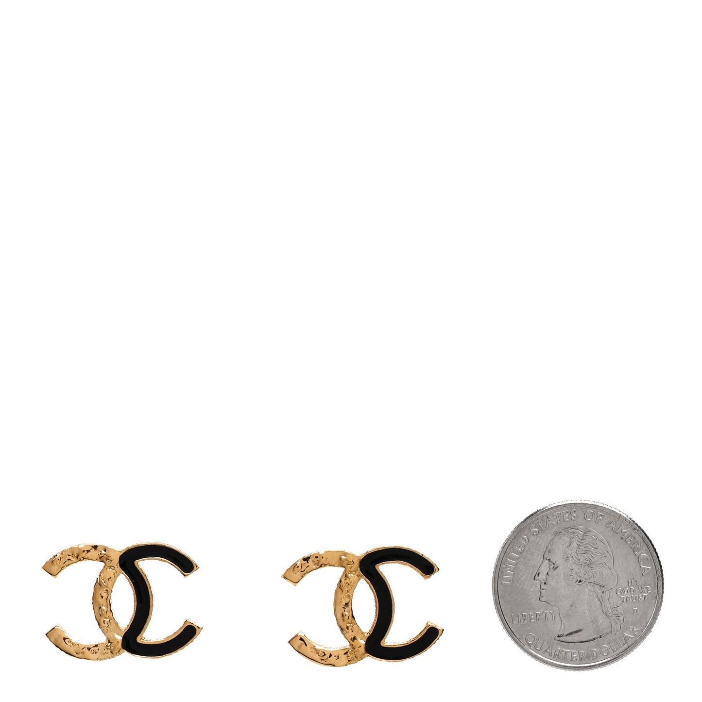 Enamel CC Earrings Black Gold