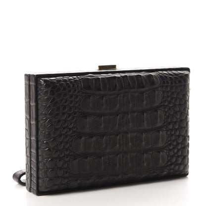 Celine Crocodile Embossed Calfskin Minaudiere Box Wrist Wallet Black 3 of 6