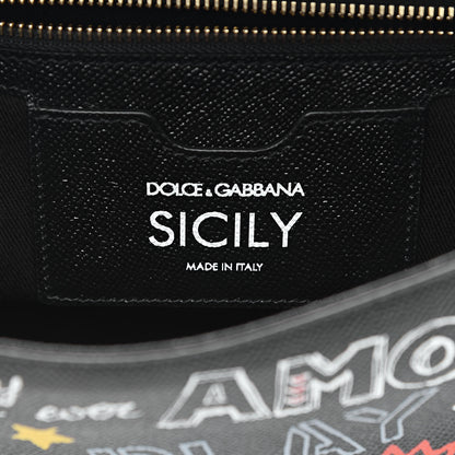 Dolce & Gabbana Dauphine Printed Medium Miss Sicily Satchel Black 6 of 11