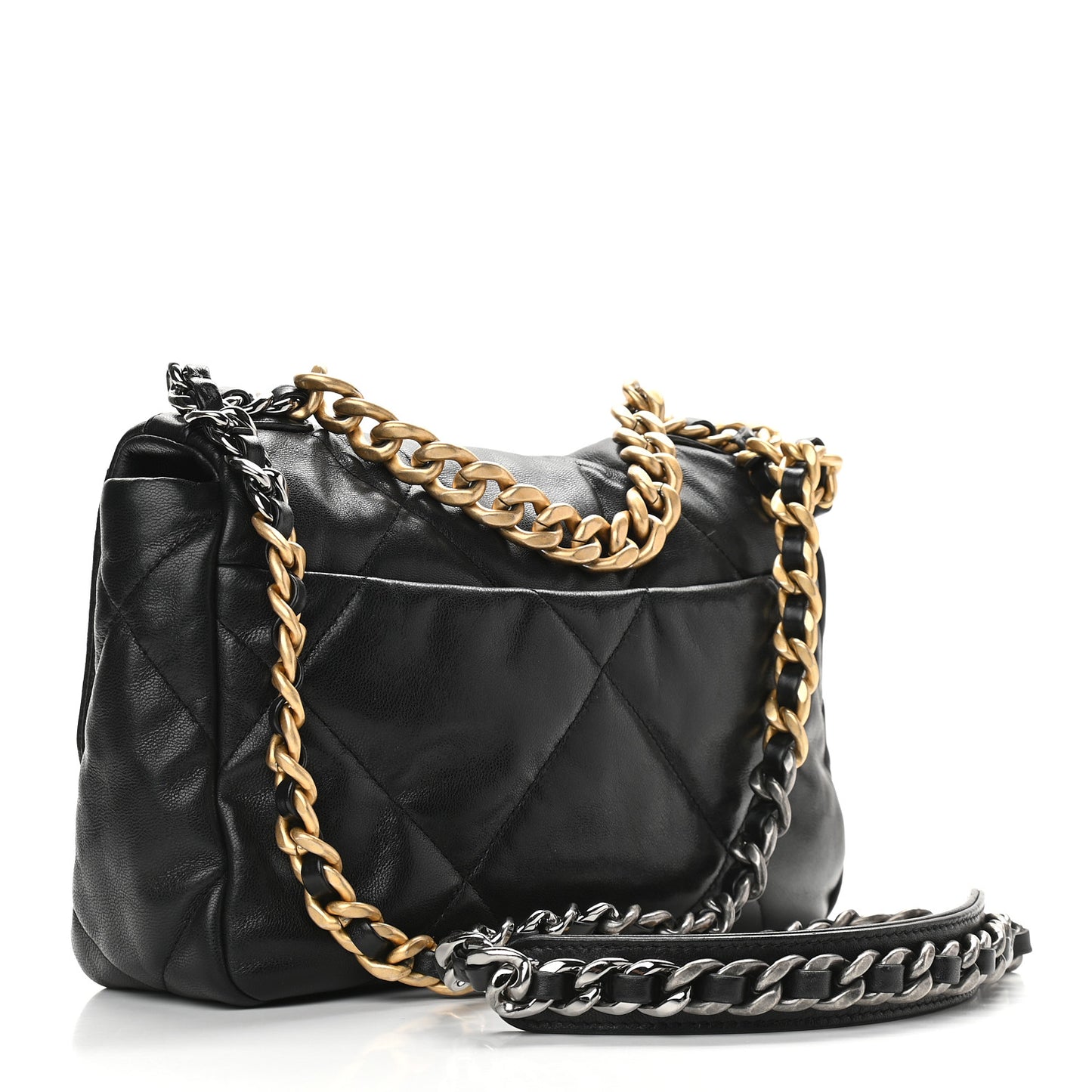Goatskin Quilted Medium Chanel 19 Flap Black