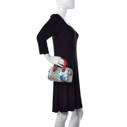 Gucci GG Supreme Monogram Blooms Mini Boston Navy Blue Hibiscus 3 of 10