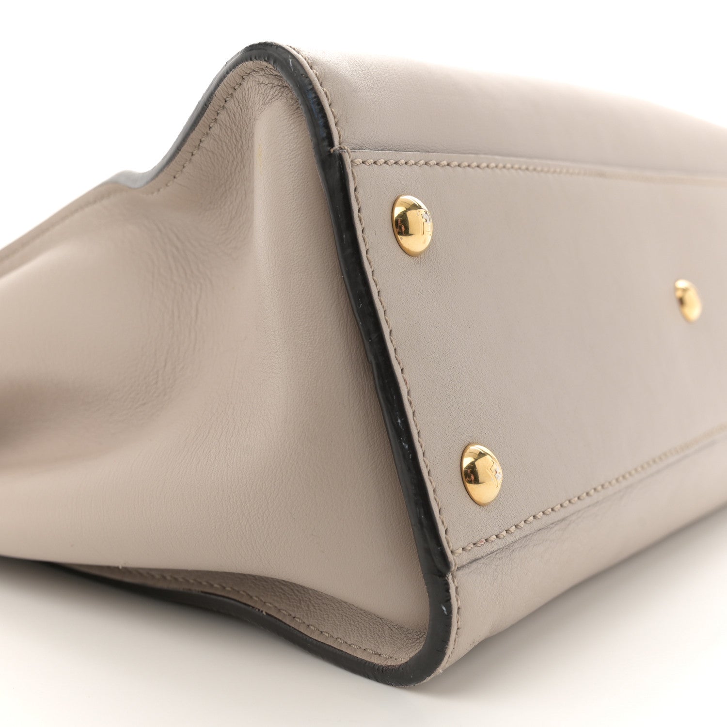 Fendi Vitello Seta Shiny Nappa Medium Peekaboo Iconic Satchel Grigio Polvere Bois de Rose 10 of 18