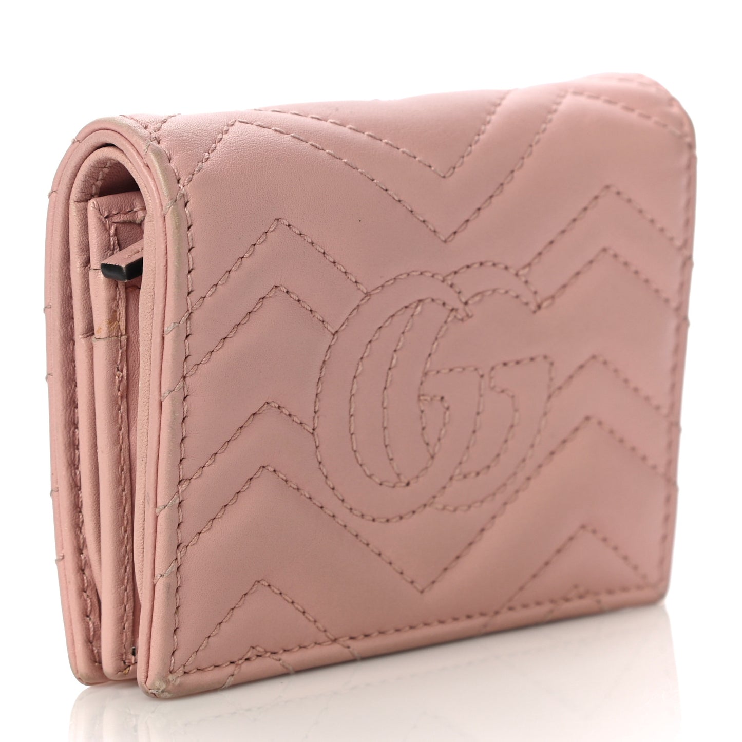 Calfskin Matelasse GG Marmont Card Case Wallet Perfect Pink