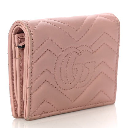 Gucci Calfskin Matelasse GG Marmont Card Case Wallet Perfect Pink 3 of 11