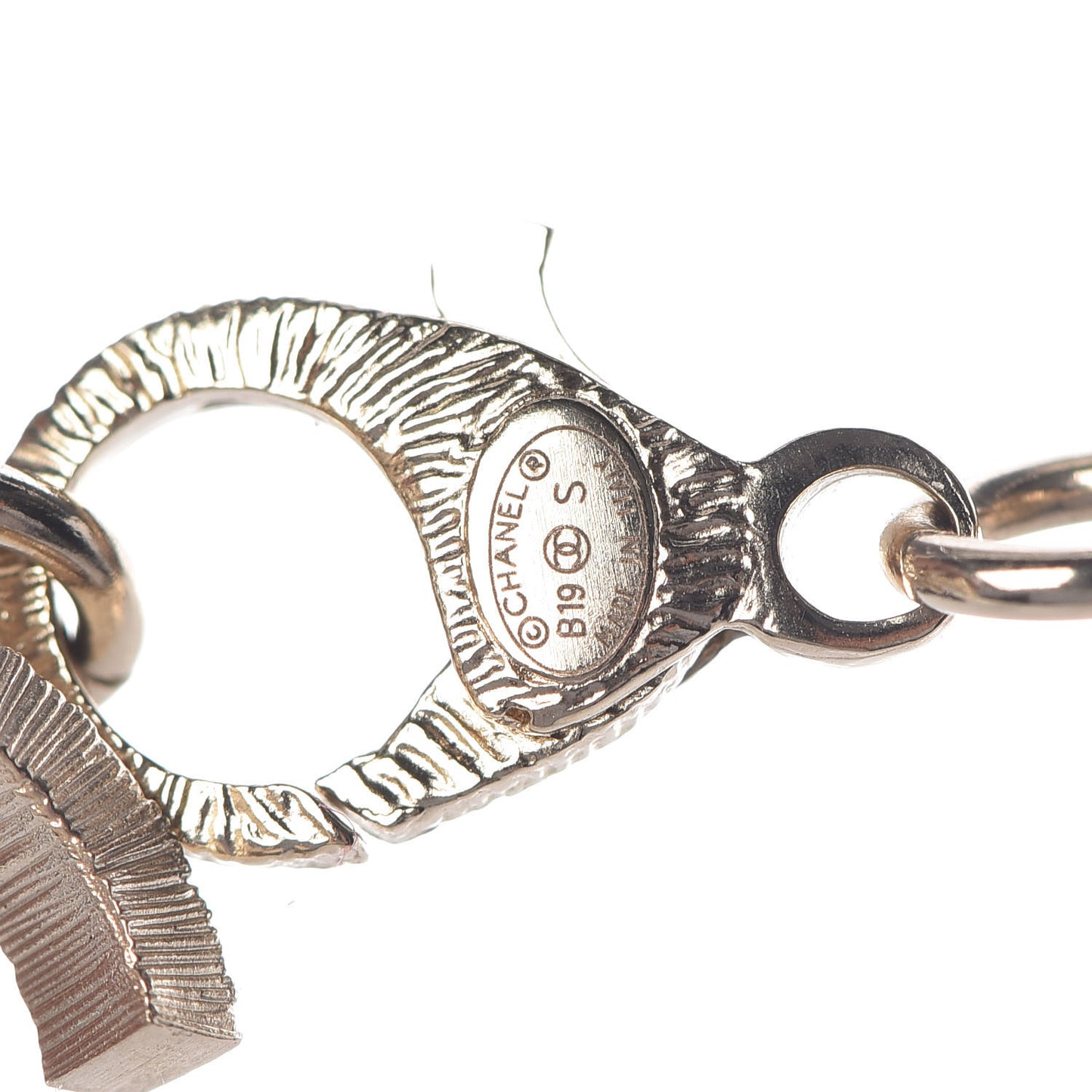 Metal Crystal Cha-Nel Logo Necklace Gold