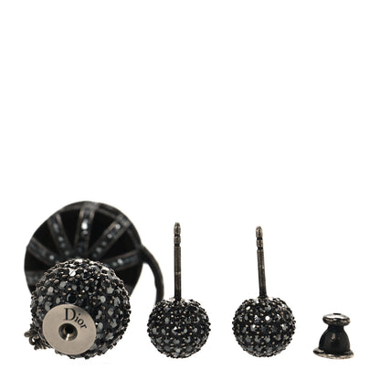 Christian Dior Crystal Mise en Dior Tribales Asymmetric Birdcage Earrings Black 3 of 5