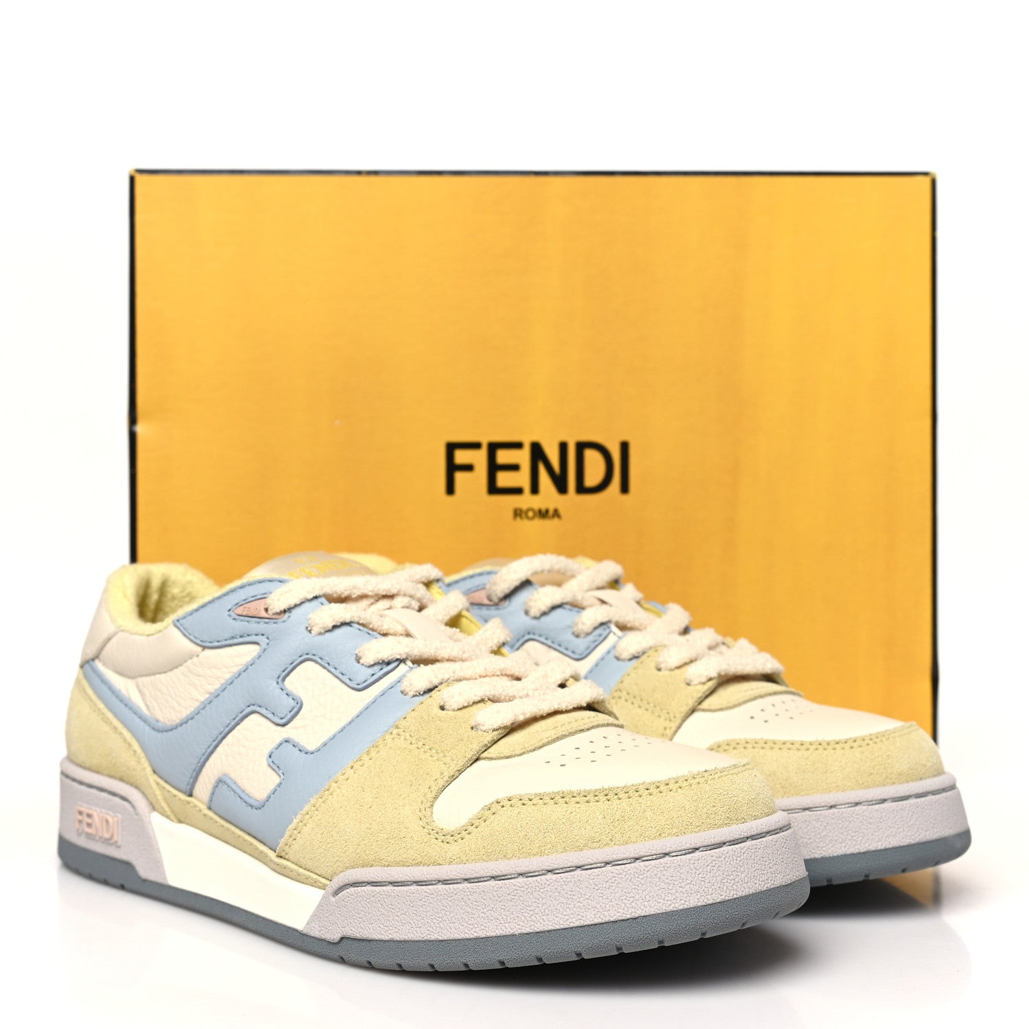 Fendi Suede Vitello Fendi Match Low Top Sneakers 41 Straw Azzurro Poison Connecticut 10 of 10