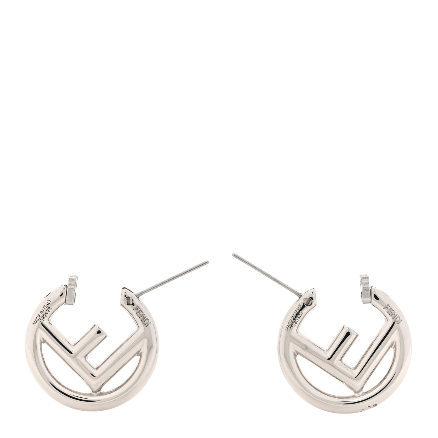 Metal F is Fendi Hoop Earrings Silver