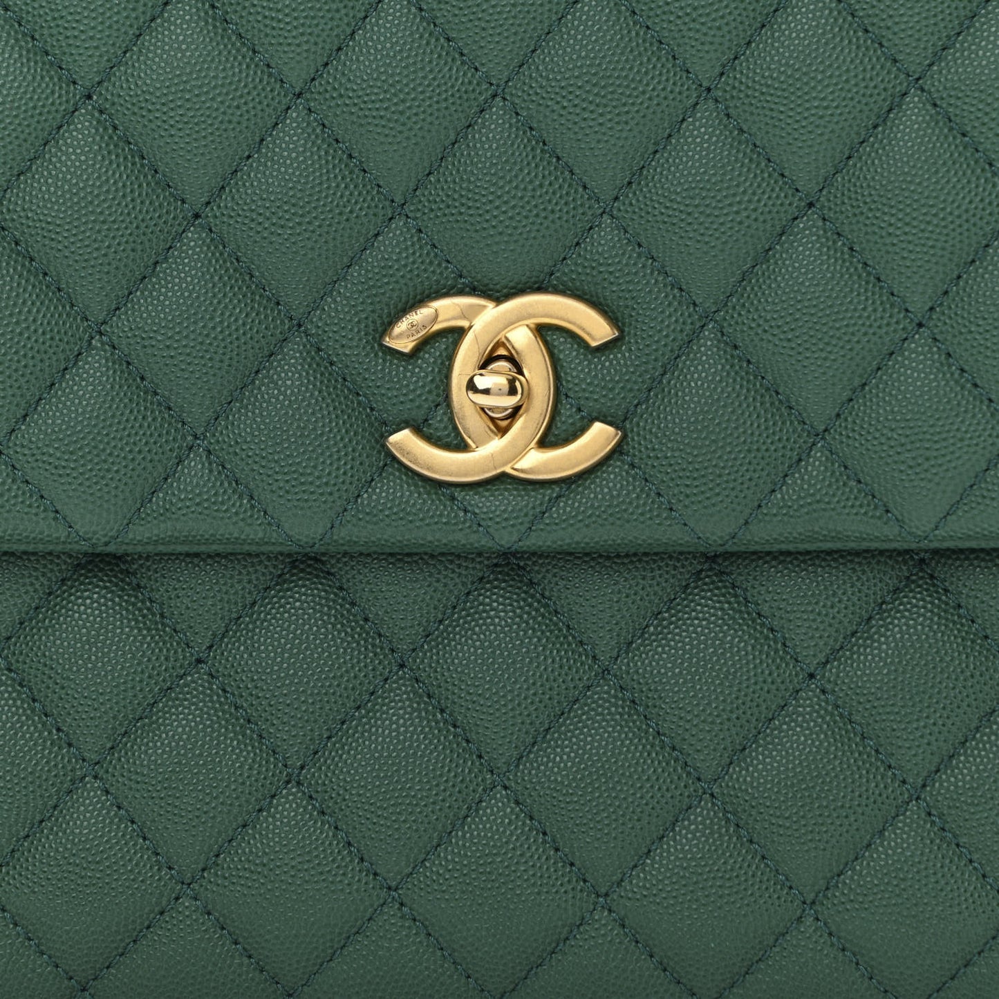 Caviar Quilted Medium Coco Handle Flap Green