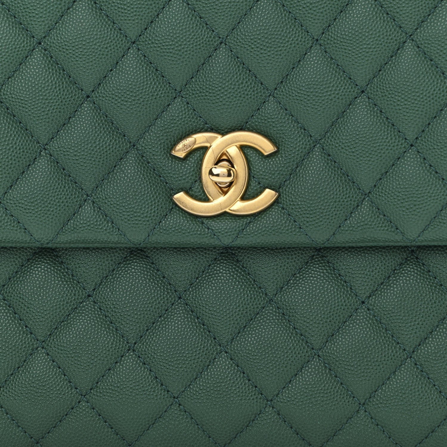 Chanel Caviar Quilted Medium Coco Handle Flap Green 7 of 9