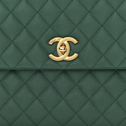 Chanel Caviar Quilted Medium Coco Handle Flap Green 7 of 9