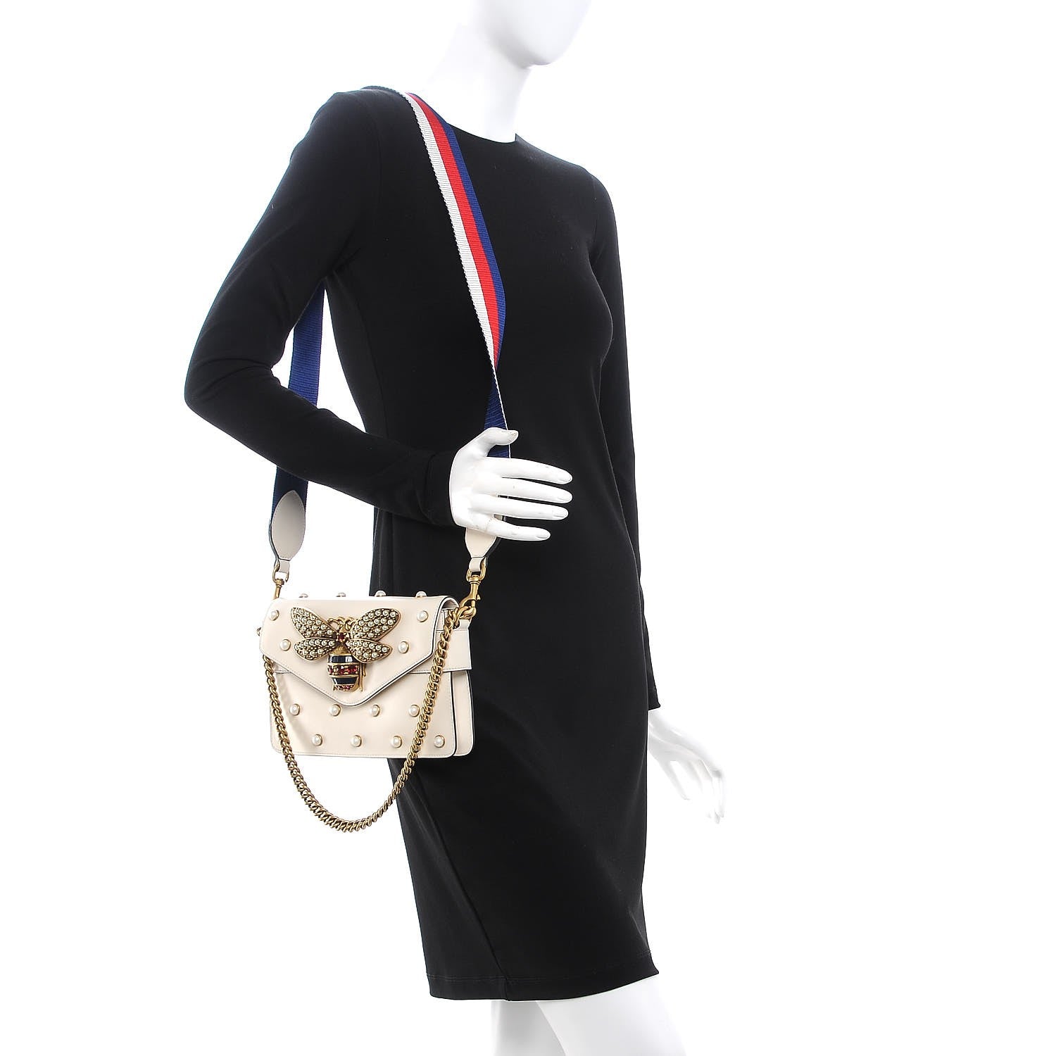 Gucci Nappa Pearl Studded Mini Queen Margaret Broadway Shoulder Bag Mystic White 2 of 9