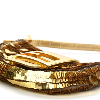 Fendi Sequin Paillettes Mini Half Moon Baguette Gold 8 of 13