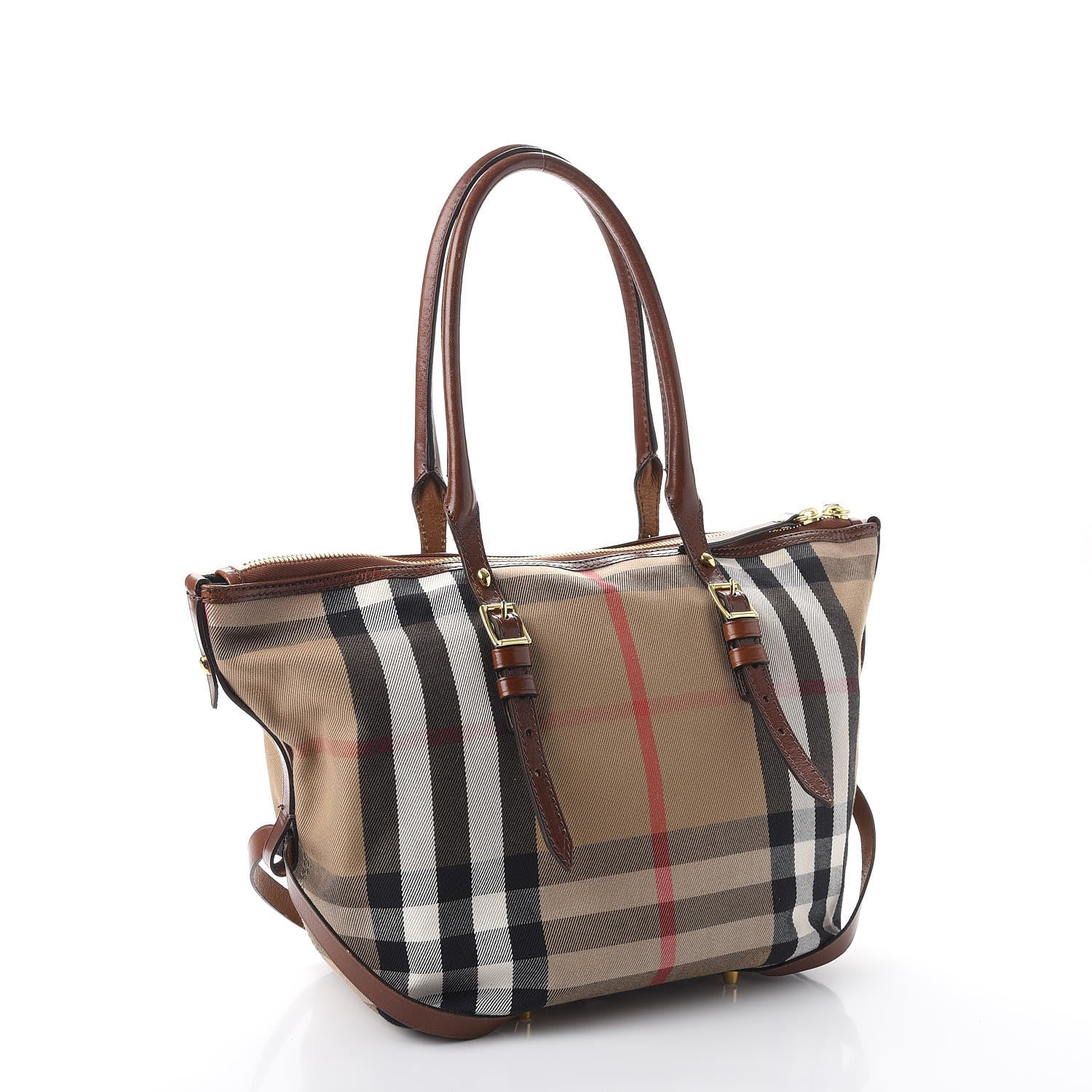 Burberry Canvas House Check Shoulder Bag Saddle Brown 3 of 13