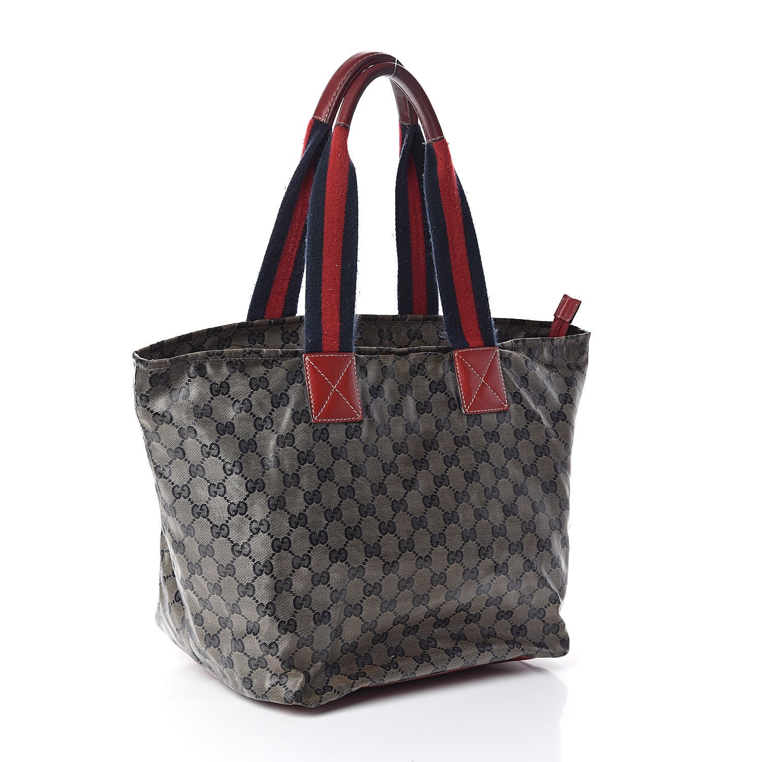 Gucci Crystal Monogram Large Web Handle Bucket Tote Red 3 of 9