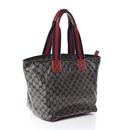 Gucci Crystal Monogram Large Web Handle Bucket Tote Red 3 of 9
