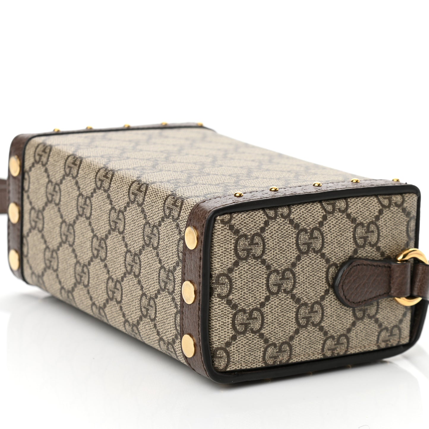 GG Supreme Monogram Textured Dollar Calfskin Mini Trunk Shoulder Bag Beige Ebony New Acero