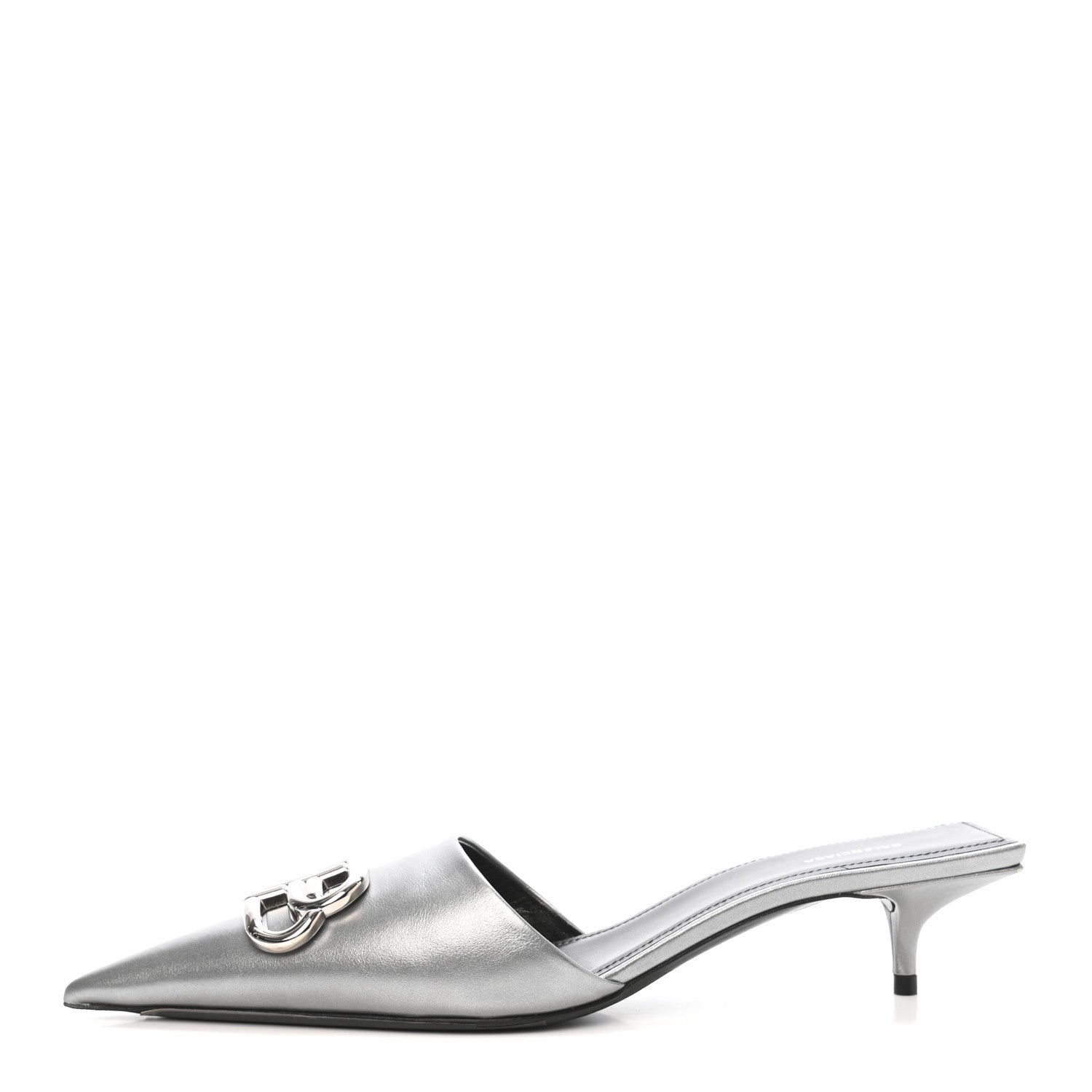 Balenciaga Metallic Nappa BB Square Knife Pointed Toe 40mm Mules 37 Silver 1 of 8