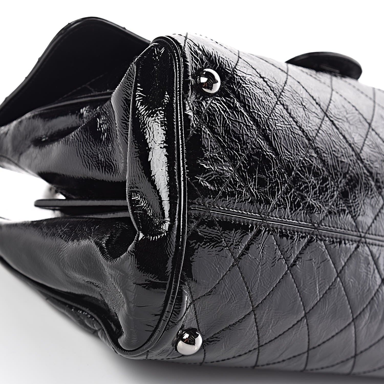 Chanel Distressed Patent Quilted Ritz Flap Bag Black 9 of 11