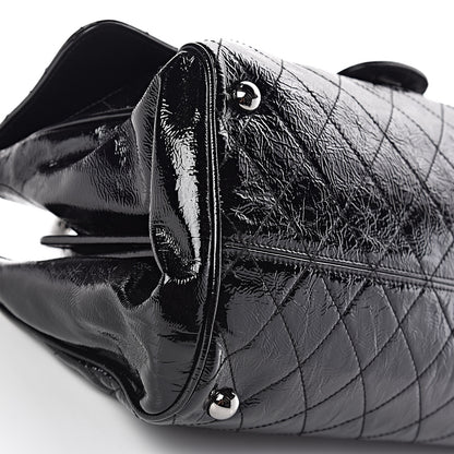 Chanel Distressed Patent Quilted Ritz Flap Bag Black 9 of 11
