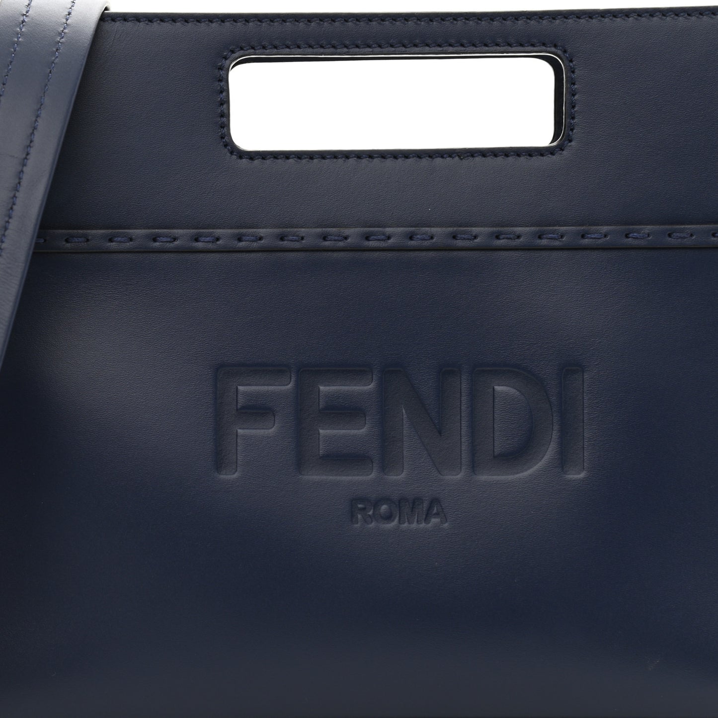 Vitello King Logo Embossed Mini East West Shopper Blueberry