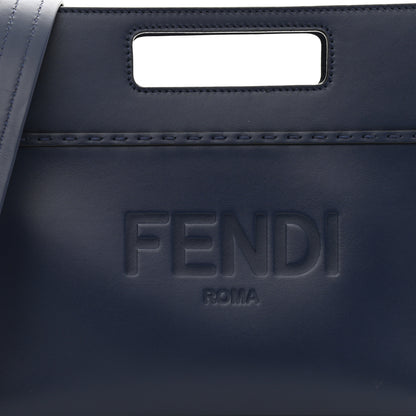 Fendi Vitello King Logo Embossed Mini East West Shopper Blueberry 8 of 11