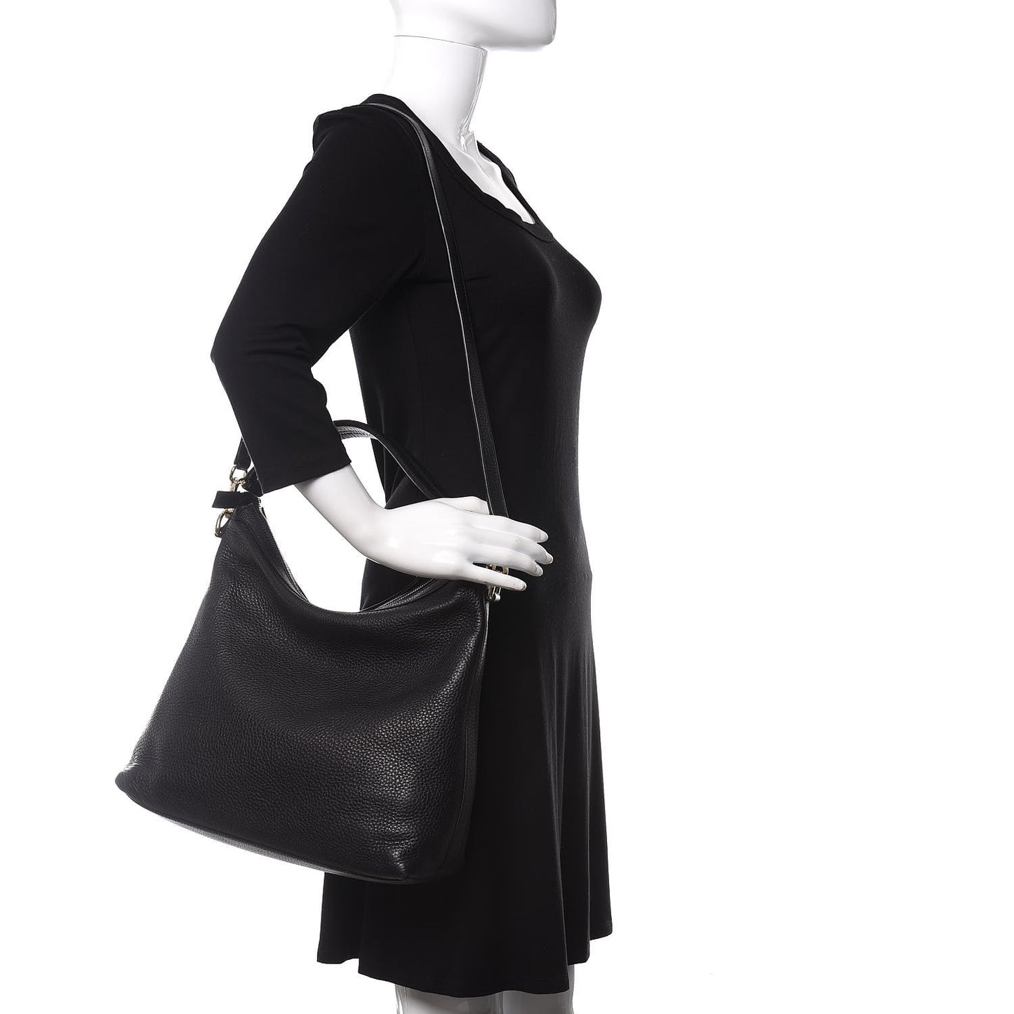 Pebbled Calfskin Small Miss GG Hobo Black