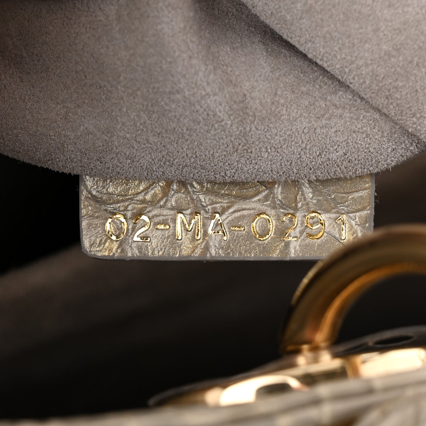 Metallic Alligator Medium Lady Dior White Grey