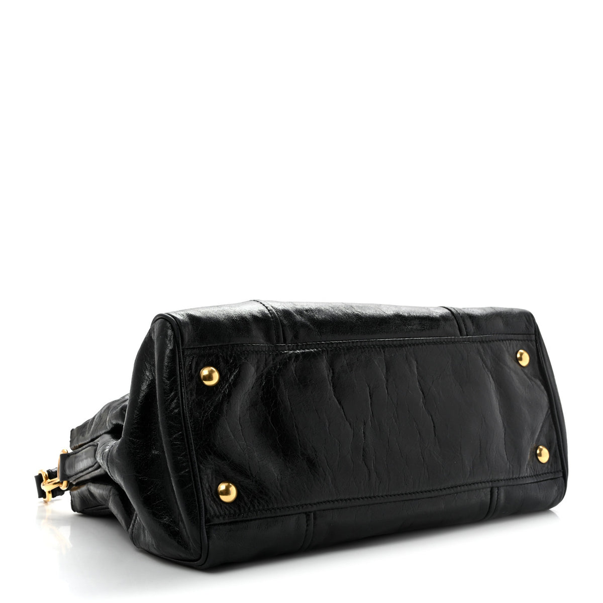 Vitello Shine Top Handle Satchel Black