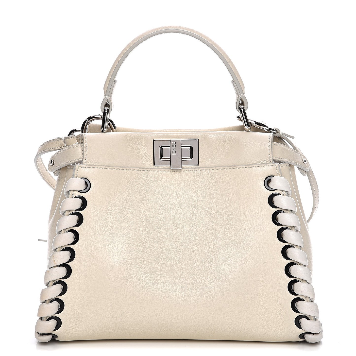 Nappa Lace Up Mini Peekaboo Iconic Satchel Bianco Carta