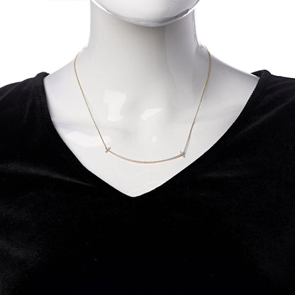 Tiffany 18K Rose Gold Diamond T Smile Pendant Necklace 2 of 6