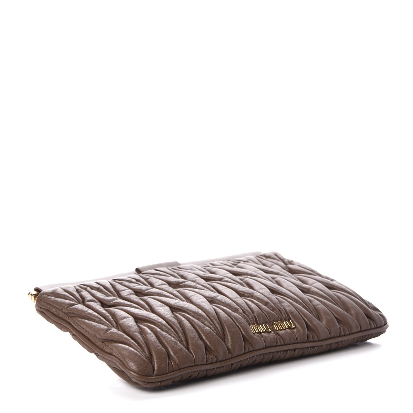 Nappa Matelasse Clutch Brown