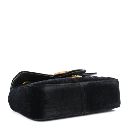 Gucci Velvet Matelasse Mini GG Marmont Shoulder Bag Black 4 of 10