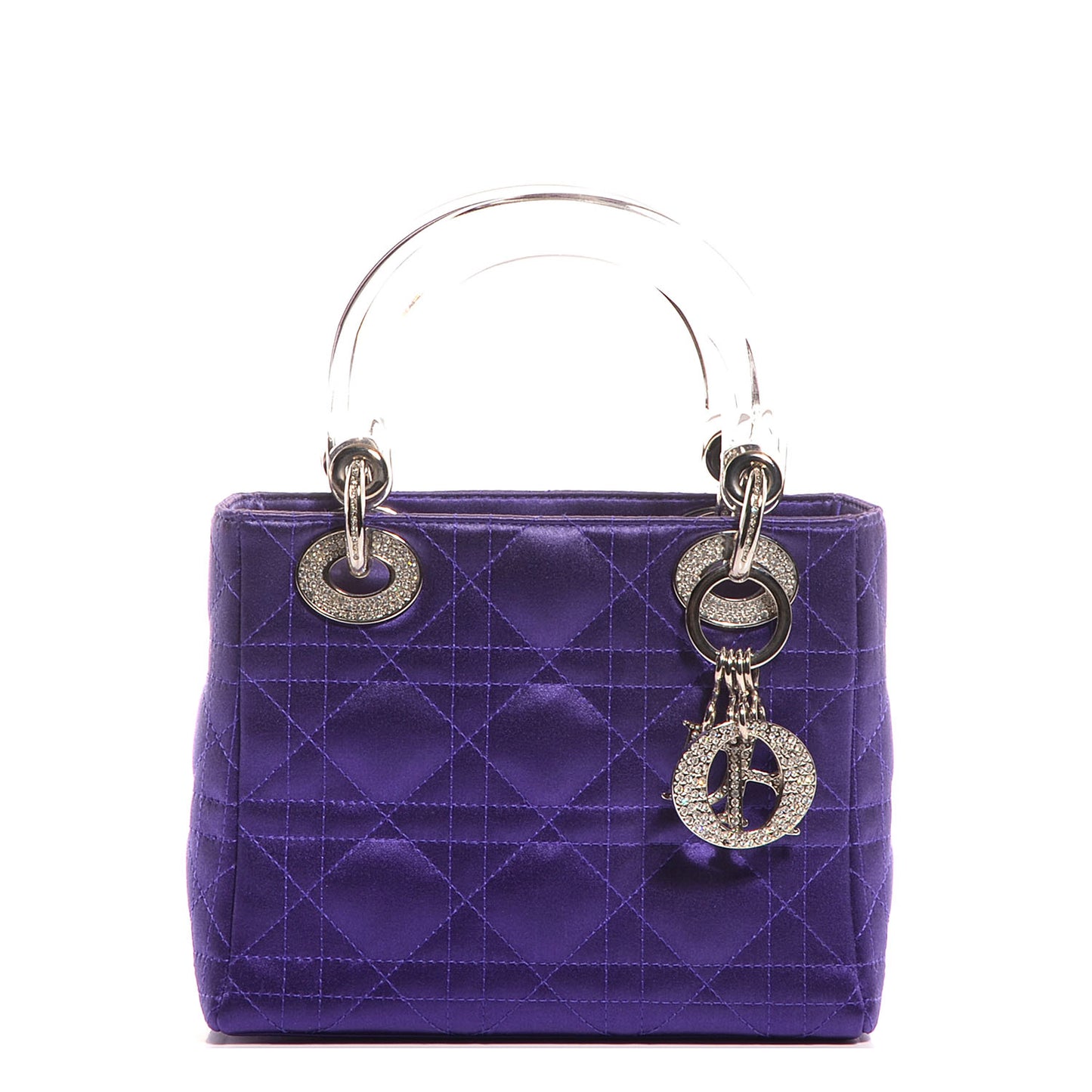 Satin Swarovski Crystal Cannage Mini Lady Dior Purple