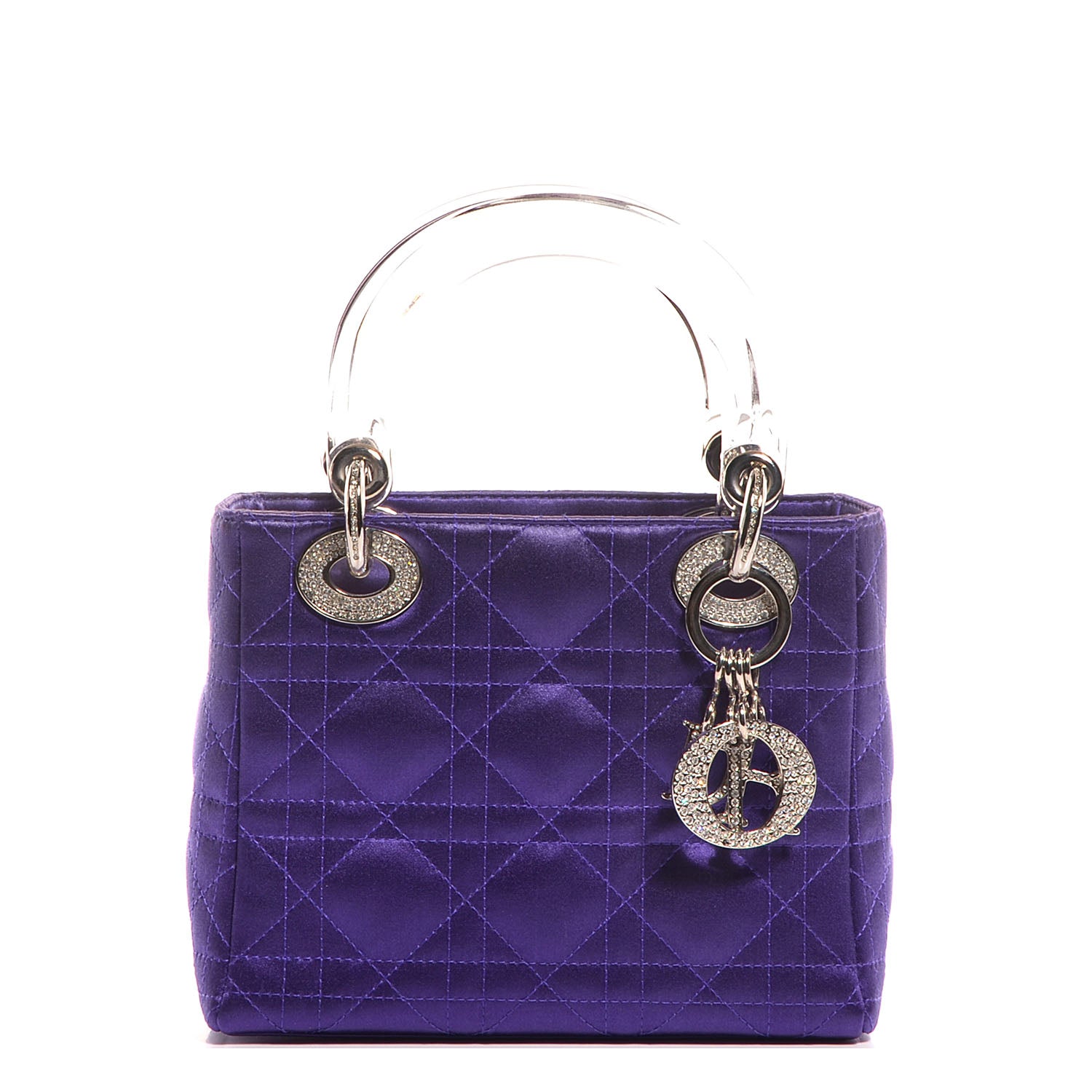 Christian Dior Satin Swarovski Crystal Cannage Mini Lady Dior Purple 1 of 10