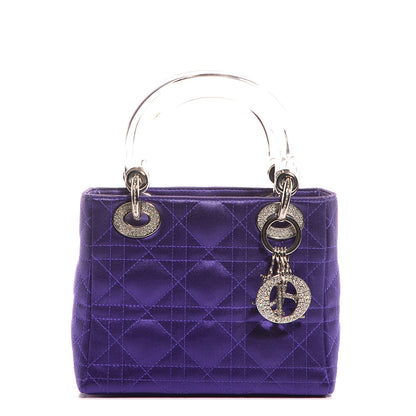 Christian Dior Satin Swarovski Crystal Cannage Mini Lady Dior Purple 1 of 10