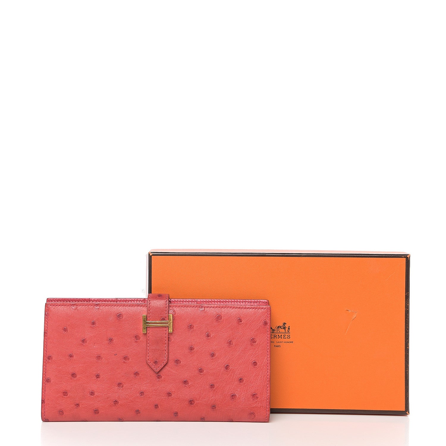 Hermes Ostrich Bearn Wallet Bougainvillea 7 of 7